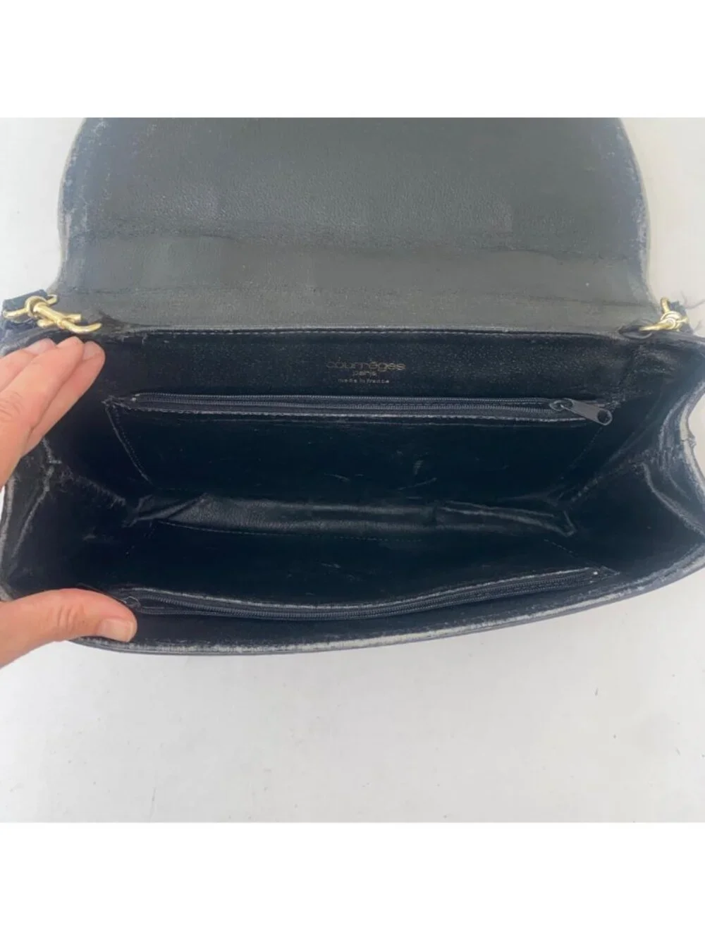 Vintage Courreges Paris Mini Briefcase Purse Shoulder Bag Black